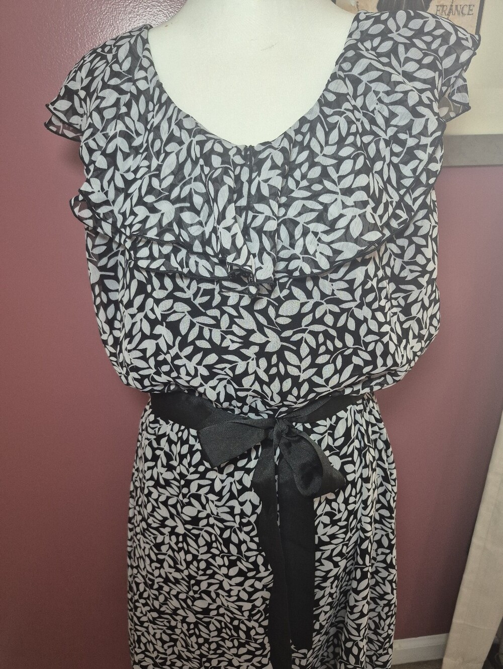 JBS Black & White Leaf-Print Midi Dress - Size 20W